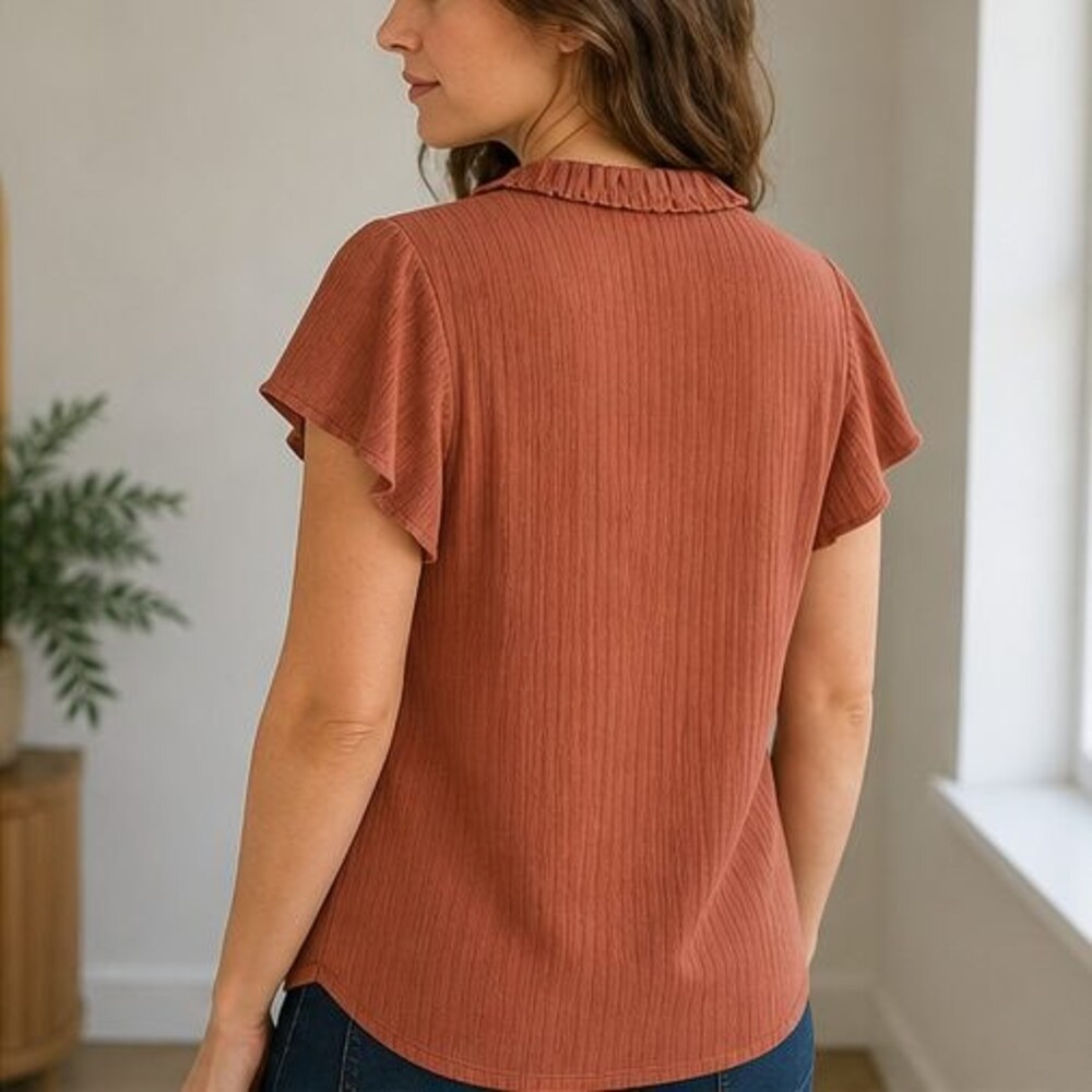 Rust Wrap Blouse - Picture 3 of 6